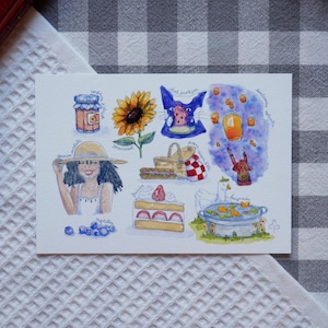 Illustration | Reproduction aquarelle | Page de carnet sur l'été