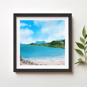 Impression d'art de paysage des Highlands écossais | Illustration de paysage côtier | Décoration murale
