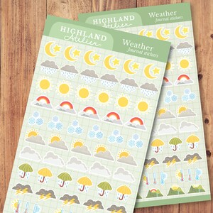 Feuille d'autocollants pour icônes météo | Stickers décoratifs pour albums de scrapbooking Bujo | Suivi du calendrier