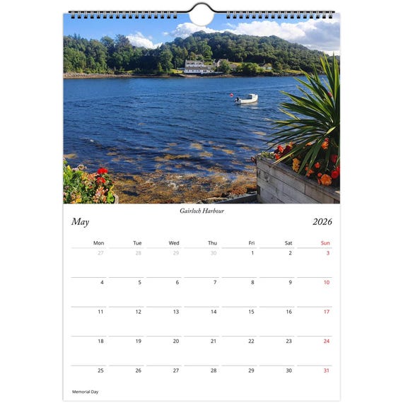 Calendrier Mural Écosse 2026 - Format A4 - Par Carousel Worldwide - Neuf