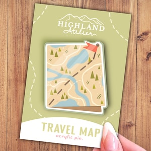 Travel Map Acryl Pin | Abenteuer Camping erleben | Anstecker