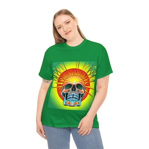 Świecąca czaszka słońca Unisex Heavy Cotton Tee