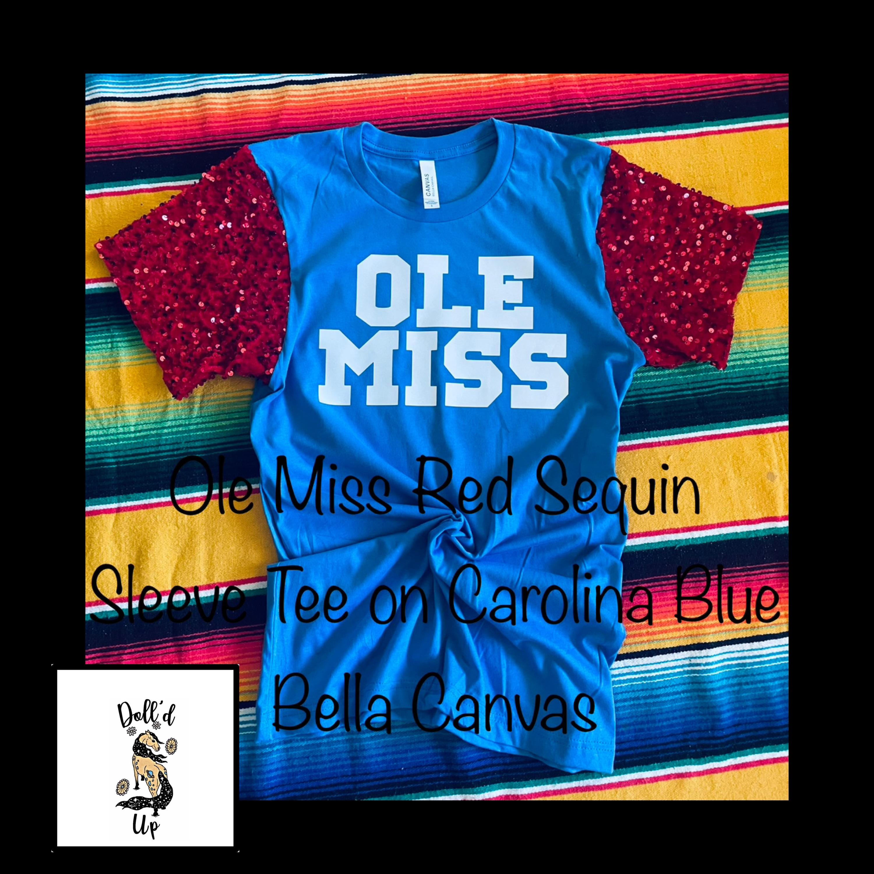 University of Mississippi Sequin Sleeve Game Day Tee