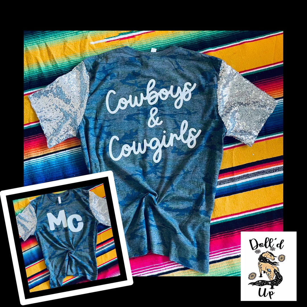 Custom Sequin Sleeve Camo Tee Etsy