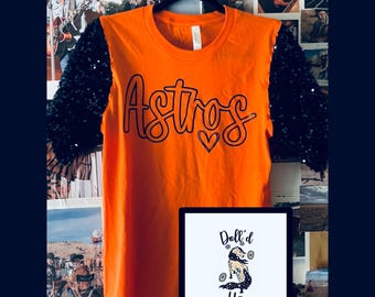 Houston Astros Sequin Sleeve Game Day Tee