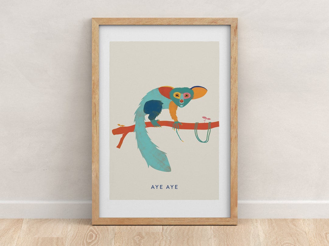 Colourful Nursery Print Aye Aye Wall Art Colourful Tropical - Etsy