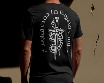 Serpent and Dagger Arabic Graphic Resistance T-shirt