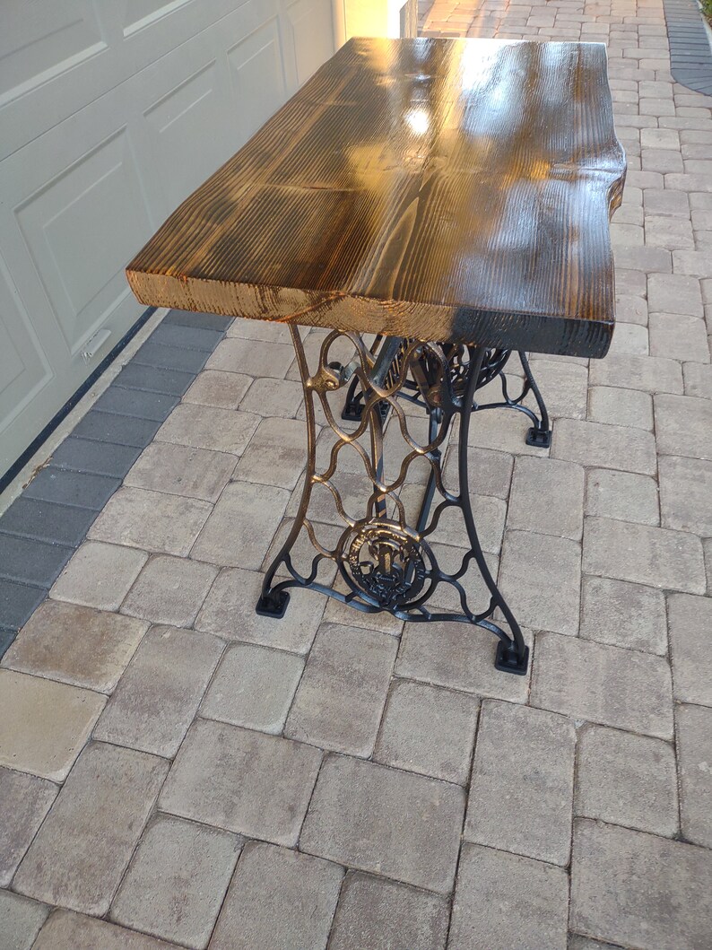 Live Edge Table, Antique Singer Sewing Machine Base - Etsy