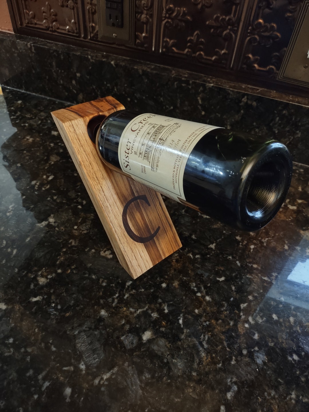 Floating Wine Bottle Holder, Teak Etsy