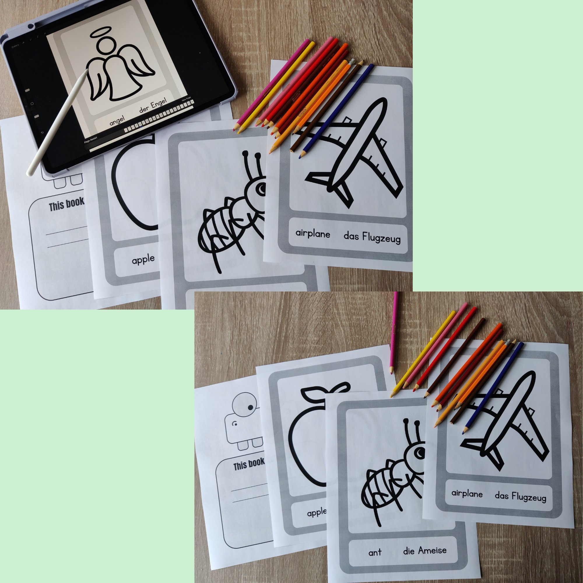 Bilingual Coloring Pages ABC Printable Sheets Preschool - Etsy