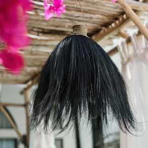 Natural Rayung Boho Lamp - BLACK - Handmade Bohemian Lampshade, Pendant, Bali lampenschirm