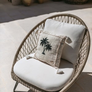 Raw cotton cushion cover with palm trees and shells image 7