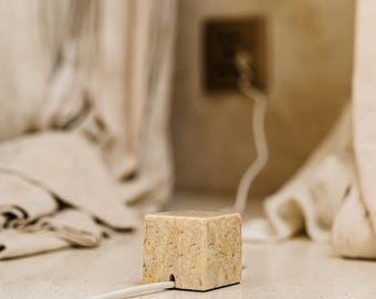 Hand-Carved Marble Cable Holder – Minimalist Desk Organizer, Natural Stone Cord Management