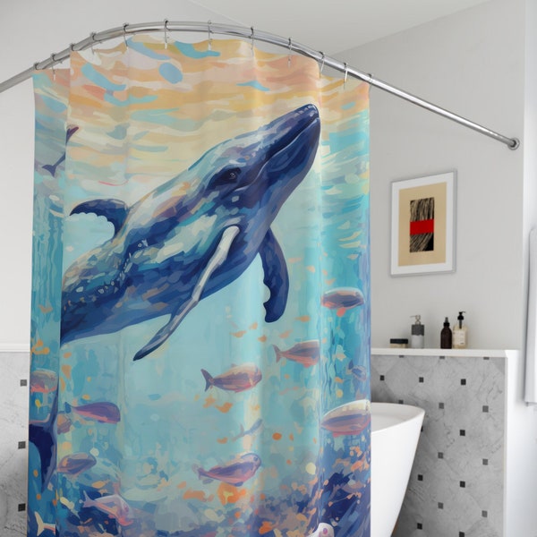 Whale Shower Curtain Etsy