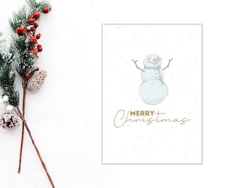 Printable vintage Christmas Card Snowman