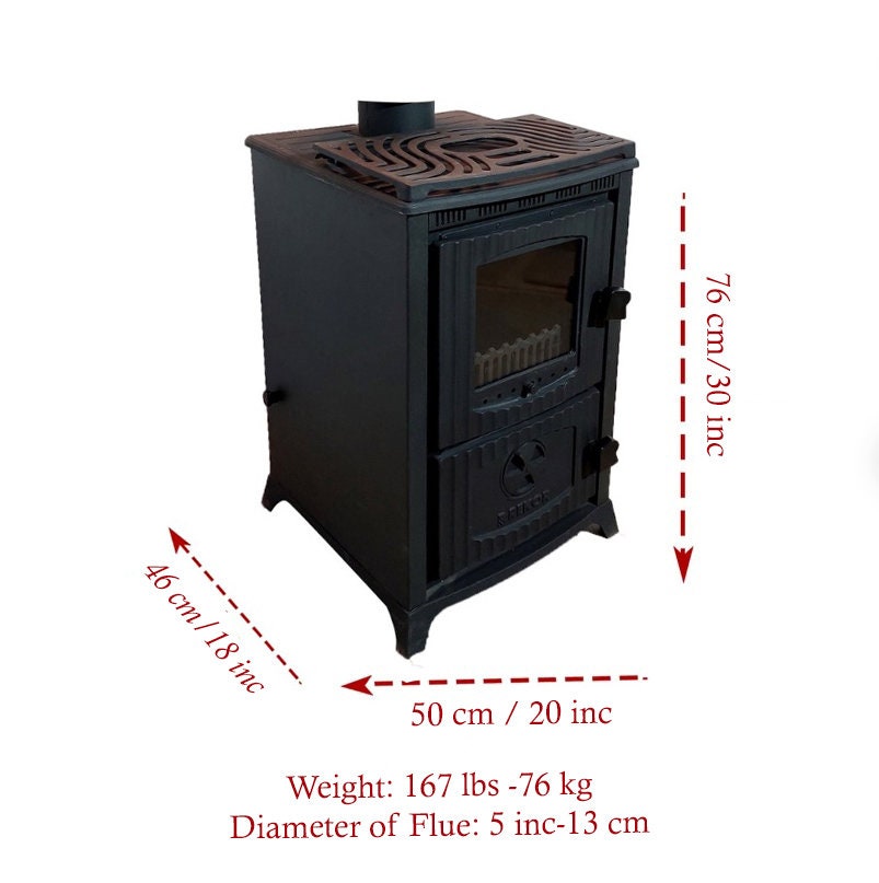 Iron Cast Wood Stove Farmhouse Kitchen Cooking Front Windoved Portable  Tinyhouse Fire Place Stove Home Cast Iron Stove Indoor 167 Lbs-76 Kg 