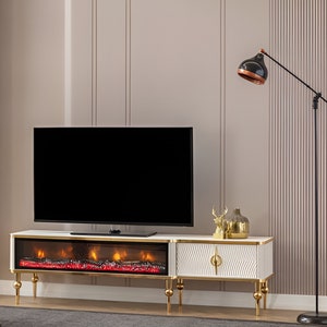 White Electric Fireplace Tv Stand Living Room Fireplace Tv Stand Bedroom Entertainment Center with Fireplace 15x63x40 Inch