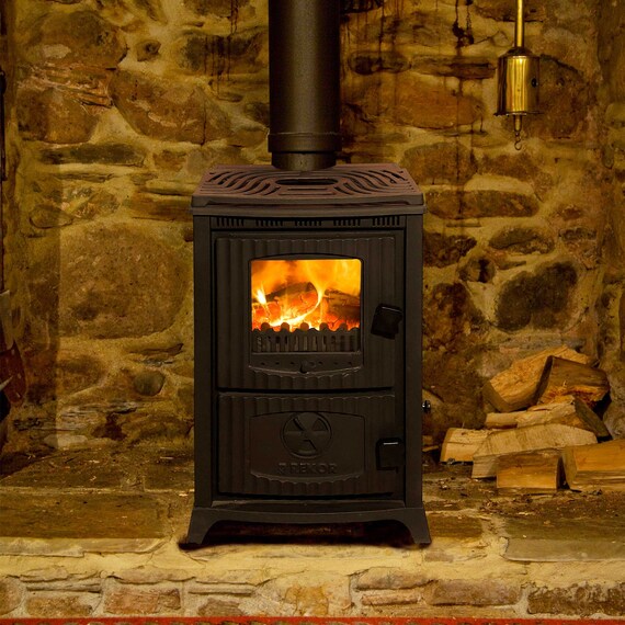 Stove with Oven, 120 KG Cast Iron Wood Stove