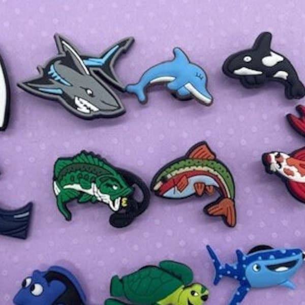 Pingente de peixe para sapato - Pingente de tubarão para sapato - Pingente de tubarão para Crocs - Pingente de golfinho para sapato - Pingente de baleia para sapato - Pingente de tubarão assassino - Pingente de beluga - Pingente de orca - Pingente de carpa koi