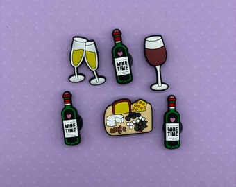 Charcutterie shoe charm -Wine Time shoe chams - cheesboard  charms - wine glass shoe pin charms - champage glasses charms - wine bottle