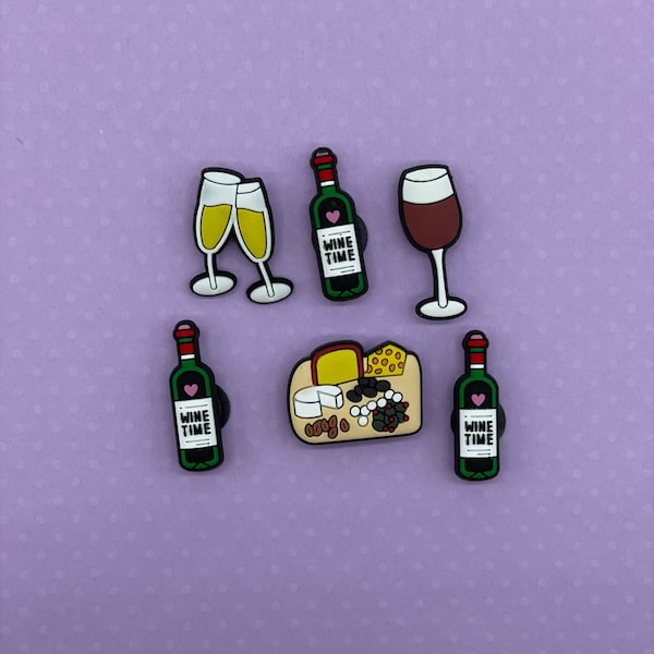 Charcutterie shoe charm -Wine Time shoe chams - cheesboard  charms - wine glass shoe pin charms - champage glasses charms - wine bottle