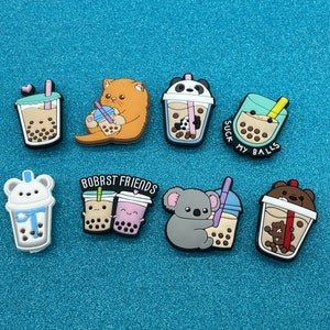 Boba Tea shoe charm - Tea shoe charm - koala shoe charm - coffee drink chams - coffee shoe charms - cat shoe pin  charms - lit - Bubble tea