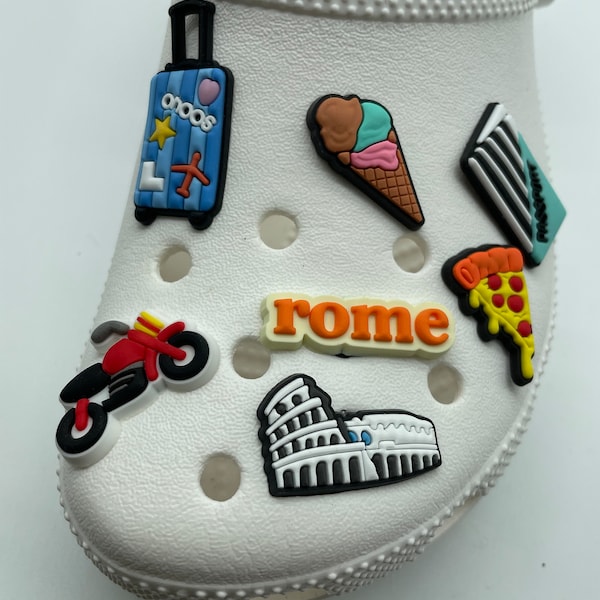 Rome shoe charm - Italy charms - Italian shoe charm -Travel shoe charm-Collisuem - leaning Tower Pisa- Paris-New York-London-Ireland -Greece