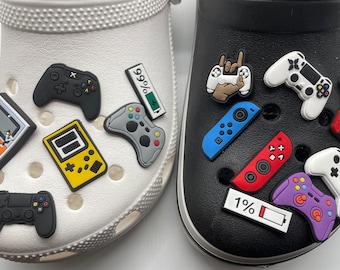 Console shoe charms-Gamer shoe charms,  video game shoe charms, controller  shoe charm- joy stick, console, video games -retro games