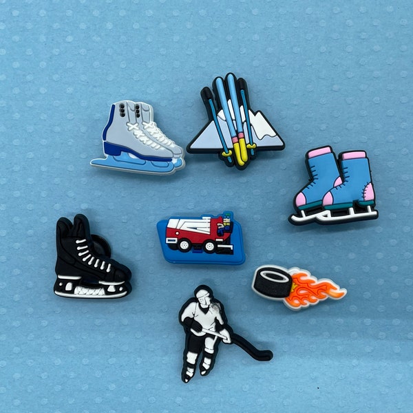 skiing shoe charms - skating shoe charms -winter theme shoe charm --Christmas-Snowflake Croc Charms-winter hat, sweater,scarf- fleece boots