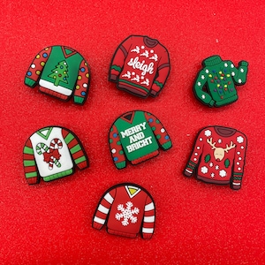 Christmas sweater shoe charm -Ugly Sweater Shoe Clips -Holiday shoe Charms-Xmas theme Shoe Charm-Santa - Christmas Tree - Snowman - Ornament