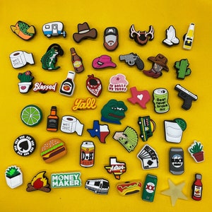 Texas shoe charms, South shoe pins , y'all,Dolly,Cactus,beer, Houston,flag,lone star,cowboy boots,cowgirl, rodeo,hot sauce, jib,shoes pin