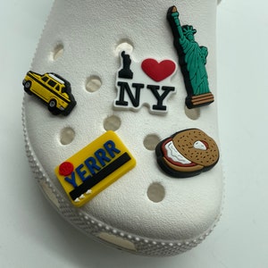 New York City shoe charm - NYC charms -Travel shoe charm - Paris  -Rome  - Collisuem. Eifel Tower, statue liberty, Santorini - Greek-Ireland