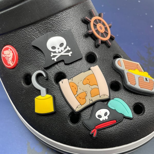 Pirate shoe charm -treasure map Croc Charms - treaure chest croccharm -shoe charm - funny Shoe Charm - funny charm - lit charms - kids charm