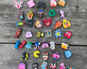 Gamer shoe charms,  video game shoe charms, controller  charm, joy stick, console, video games shoe pins, retro games