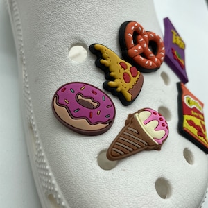 snack  shoe charms,-food jibs- pizza shoe charm- ice cream -Food shoe charms, snacks junk food show charms, cupcakes- fast food ice cream