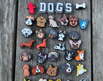 Dog shoe charm dog shoe pin charms - german shepard shoe jibs - golden retriever -boxer - french bulldog- beagle -collie -labrador retriever