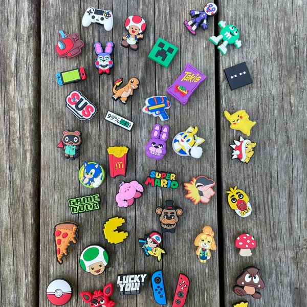 Gamer shoe charms,  video game shoe charms, controller  charm, joy stick, console, video games shoe pins, retro games