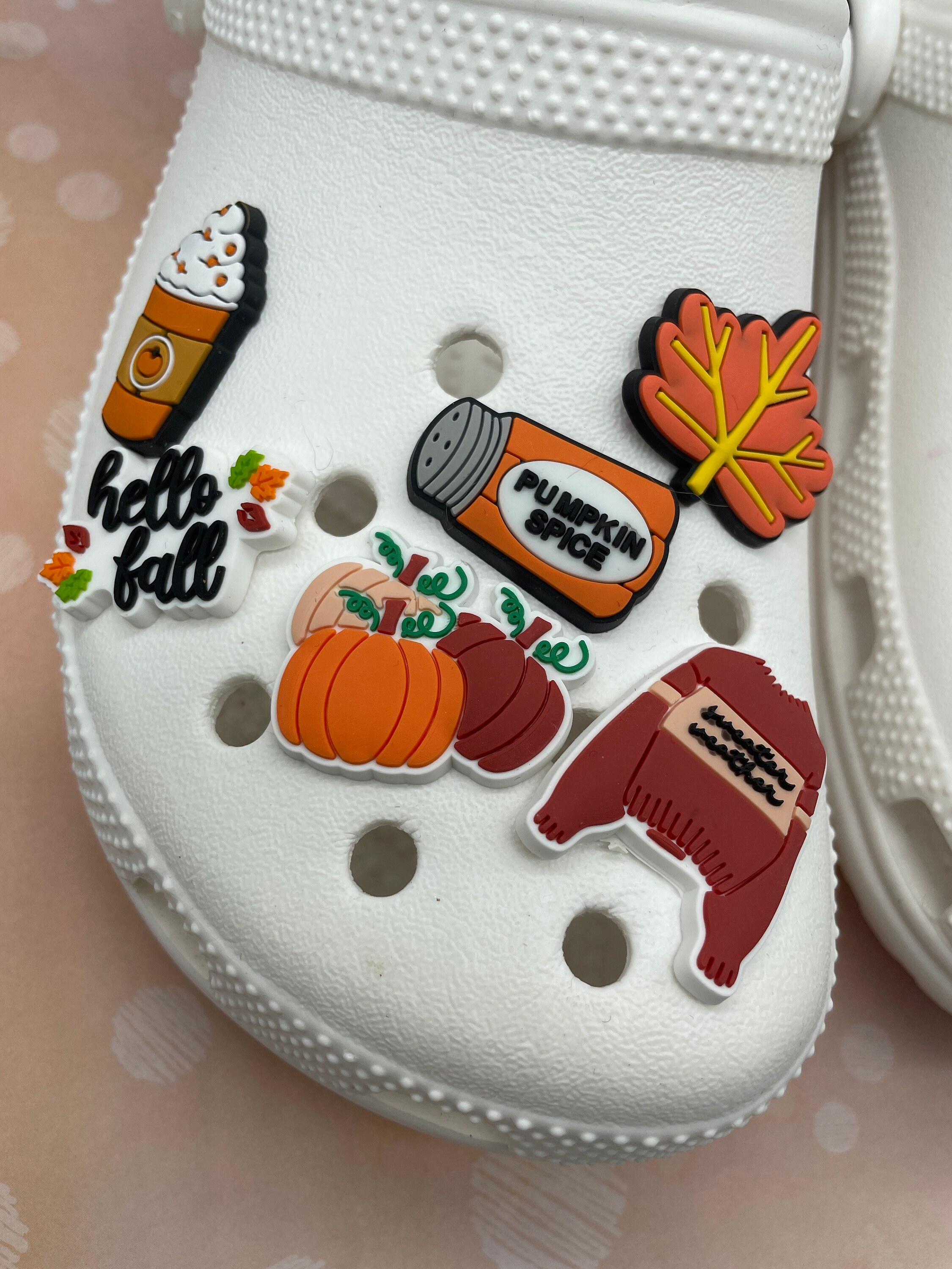 Pumpkin Croc Charms Fall Shoe Charm Pumpkin Spice Latte Croc Charms Pumkins Fall Sweater Jack O Lantern Turkey Acorn Hello Fall Etsy UK