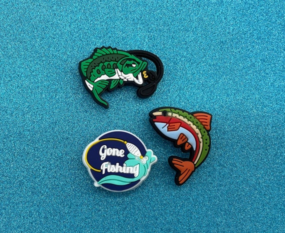 Fishing shoe charm fishing croc charms bait fish tackle shoe pins camp charms rv glamping recs park hiking camping jibs nature