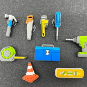 Tools shoe charms - hammer charm-saw - screwdriver -fATHER&#39;S Day- construction cone -wrench-level-Construction, drill, -measuring tape