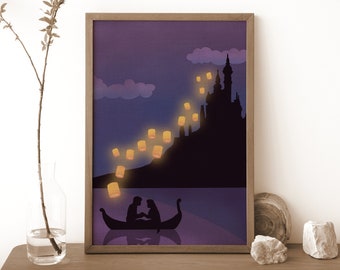 Tangled Rapunzel Minimal Poster | Watercolor | Digital