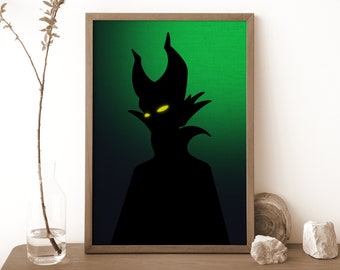 Maleficient Villain Digital Minimal Watercolor Poster, Art Print, Villain Fan Art, Procreate Wall Decor