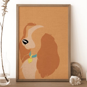 Lady and the Tramp Watercolor Wall Art, Digital Poster, Lady Movie Poster