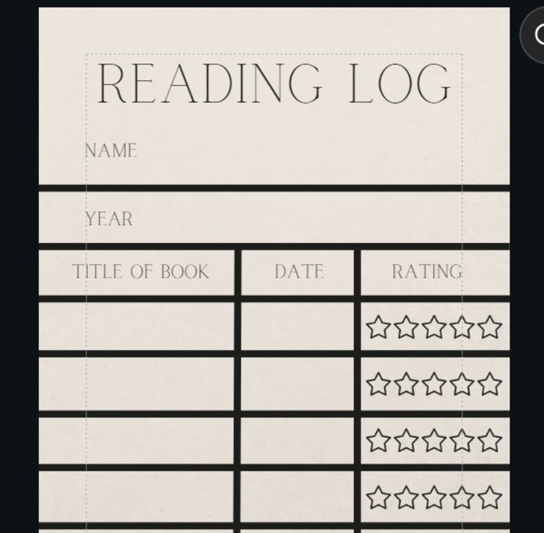 Reading Log Bookmark Printable Etsy Reading Log Bookmark Printable Etsy