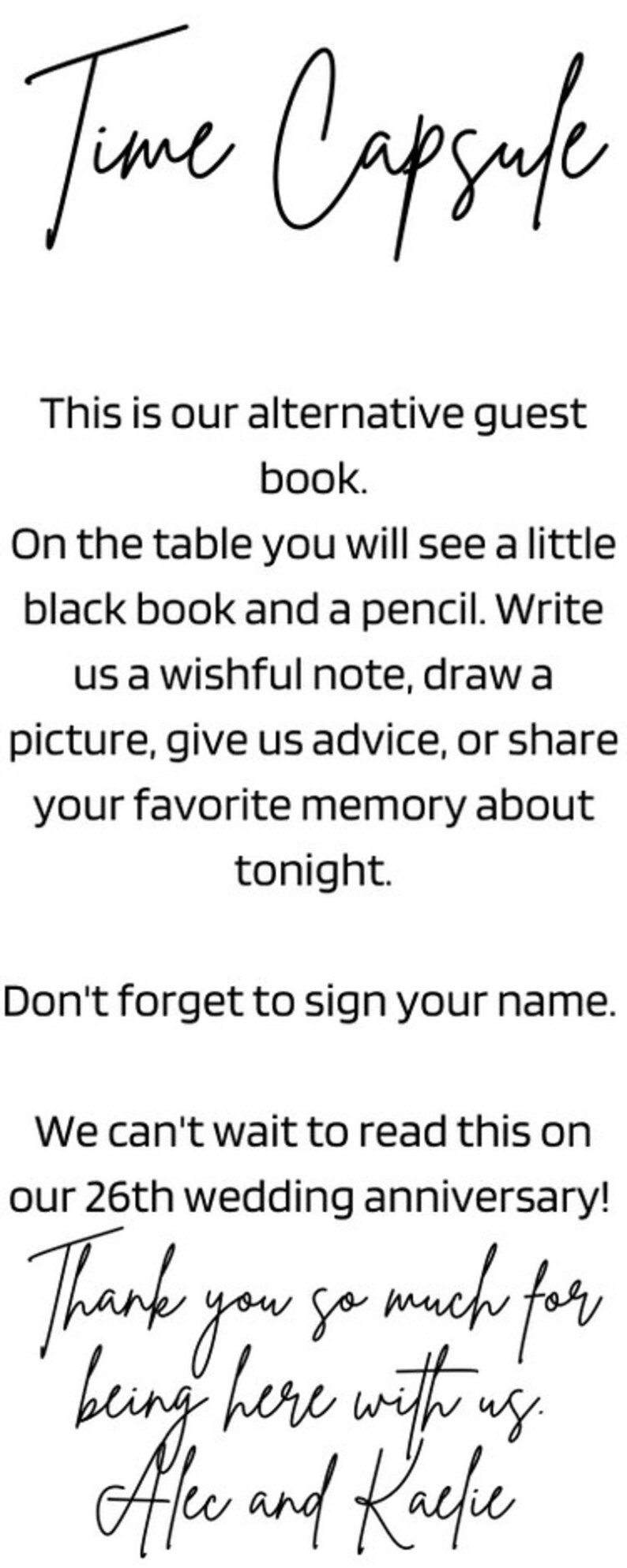 Alternative Guest Book Time Capsule Wedding Instant Download Etsy