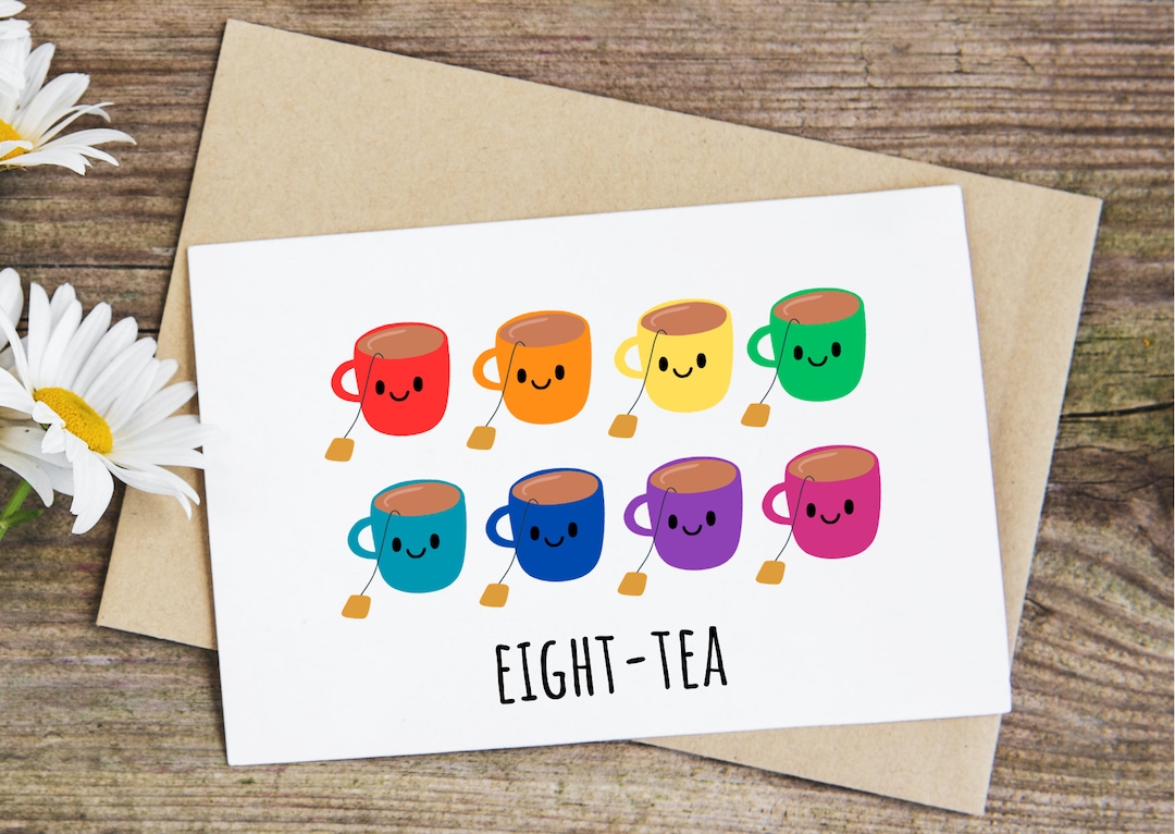 Eight-tea, 80th Birthday Card - Etsy