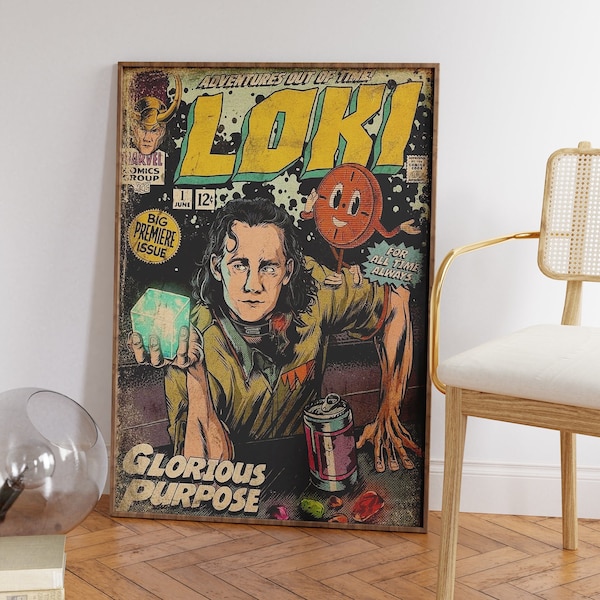 Loki Poster - Marvel Loki Comic Poster - Tom Hiddleston - Art Print - Marvel - God of Mischief - Marvel Fan Gift