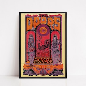 The Doors Poster - Sacramento Memorial Psychedelic 1968 Concert Poster - Vintage 1968 The Doors Rock Band Poster Print - Wall Decor