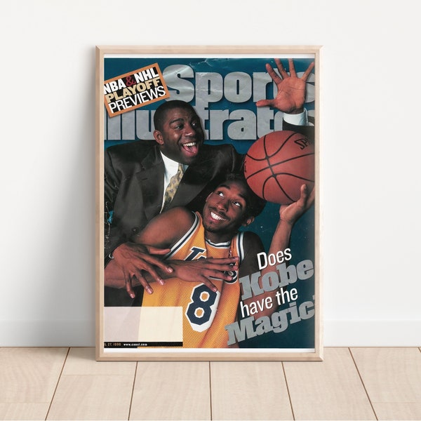 Affiche de basket-ball de Kobe Bryant | Affiche Magic Johnson | Sports illustrés | Affiche NBA | Art mural