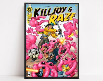 Valorant Comic Poster - Valorant Killjoy Poster - Valorant Raze Poster - Killjoy and Raze Poster - Valorant Fan Gift - Game Room Decor